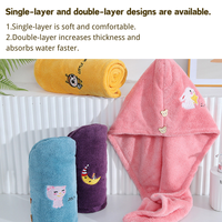 Serviette à cheveux brodée en velours corail, séchage rapide, pour femme