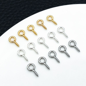 Vis à œil plaquées cuivre, or et argent, taille moyenne, pour la fabrication de bijoux DIY, accessoires pour bracelets et colliers - Product Image 1