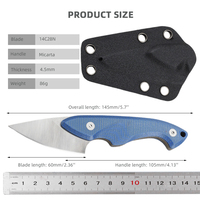 Couteau tactique de survie personnalisé, lame fixe de haute qualité, manche en micarta bleu, couteau de défense personnel, couteau de chasse