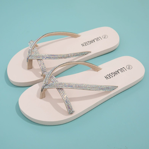 Tendance mode écologique pour femmes <span class=keywords><strong>Jolies</strong></span> <span class=keywords><strong>tongs</strong></span> roses avec des lanières ornées de strass étincelants Glamour décontracté Printemps Été - Product Image 6