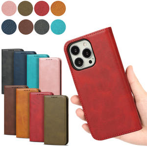 Funda adecuada para iPhone 16, funda para iPhone 17 Pro con textura de piel de becerro, funda protectora de cuero con tapa magnética fuerte para 16 Plus - Product Image 3