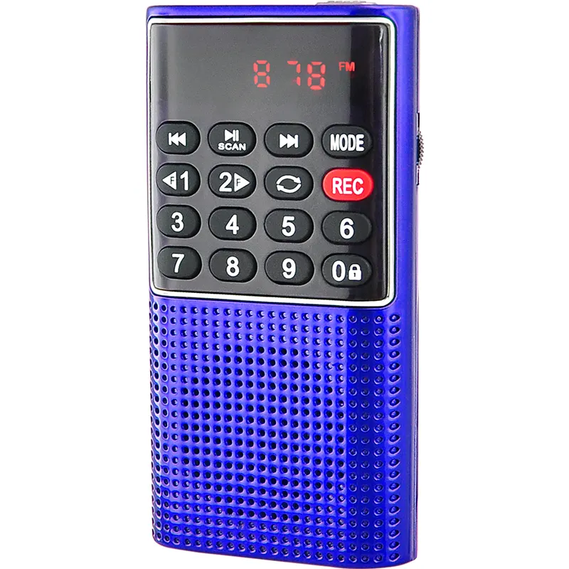 L-328 Novo Ultra Mini Rádio FM com Gravador TF Bateria Recarregável com Botão de Bloqueio Display LED