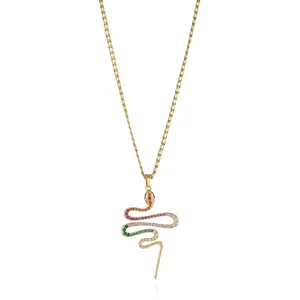 Hot Selling Hip Hop 18K Gold-plated Zircon Cobra Necklace Snake Pendant Women's Necklace Jewelry