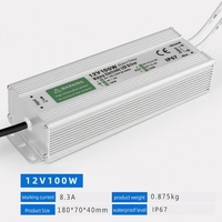 Driver LED 12V DC directement de l'usine (étanche IP67, 100W 8.3A) |   Entrée AC100-264V, sortie 12/24V, boîtier en aluminium ultra-plat
