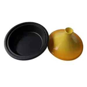 Marmite en fonte émaillé pour cuisson, tagine avec base en fonte émaillé et couvercle conique - Product Image 3