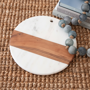 Planche à fromage ronde de luxe en marbre et bois d'acacia pour fromage, fruits, apéritifs, cuisine et fête | Vente en gros personnalisable - Product Image 1