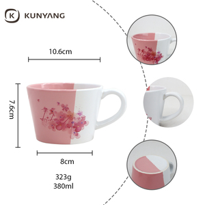 Tazas de Cerámica de Boca Ancha, Esmalte Bicolor, Logotipo Personalizado, Color, Tazas de Café de Cerámica para Regalo <span class=keywords><strong>del</strong></span> Día de la Madre - Product Image 2