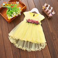 Robe d'Été en Dentelle Blanche de Haute Qualité Style Princesse Fleur pour Filles, Tenue de Fête de Mariage pour Enfant, Ensemble Élégant pour Bébé