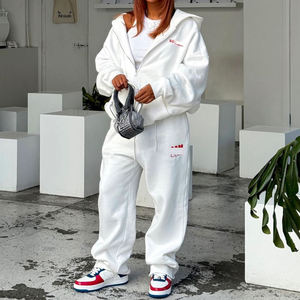 ツーピース女性スウェットスーツ長袖ジャケットジップアップパーカー女性用ジョガーパンツセット2025服 - Product Image 2