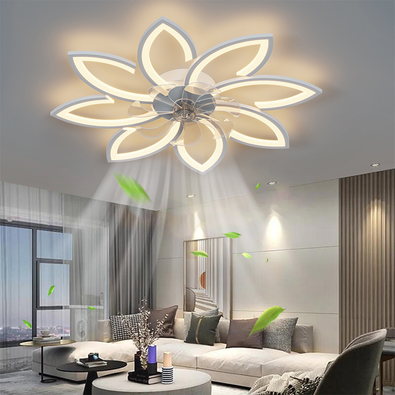Modern Minimalist Simple Dining Room Remote Control Led Ceiling Fan Light with Fan for Bedroom