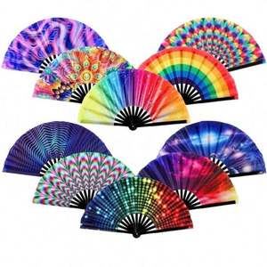 Abanicos Plegables de Bambú Grandes de 33 cm, Duraderos, Negros, Estilo Tradicional, con Logotipo Personalizado Impreso para Fiestas y Bailes - Product Image 1