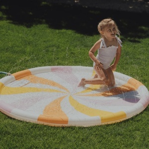 PVC <b>Inflatable</b> Round Stripe Spray Mat 163 CM Water Pad <b>for</b> Kids Summer Playing with Friends Backyard Outdoor - Product Image 4