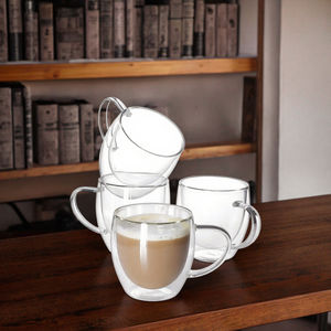 Taza de cerámica de borosilicato alto al por mayor fondo de doble pared personalizado excelente para café frío regalos de negocios clásicos - Product Image 1