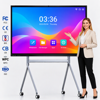 Tableau interactif intelligent LED 4K de haute qualité 65/75/86 pouces, 40 points tactiles, Android 15/16, certifié EDLA, projecteur de classe AI
