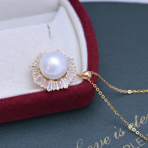 Zhuji <b>Edison</b> 12-13mm White Freshwater Round Pearl Pendant Necklace Strong <b>Light</b> Fine Flaws S925 Silver Jewelry - Product Image 3