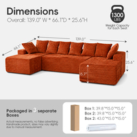 Canapé modulaire sectionnel OEM Cloud Couch, convertible en lit, de luxe, en forme de U, sans armature, compressé, pour appartement, décoration de salon, ODM