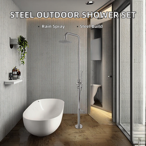 Ensemble de <span class=keywords><strong>douche</strong></span> extérieure en acier inoxydable, <span class=keywords><strong>douche</strong></span> de jardin autoportante à 2 fonctions avec douchette pour <span class=keywords><strong>piscine</strong></span>, plage, complexe hôtelier - Product Image 2