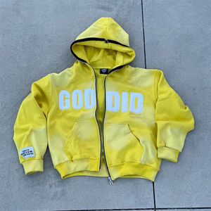 เสื้อมีฮู้ดแบบมีซิปเต็มตัวแขนเสื้อแร็กแลนปักลายปักโลโก้แบบกำหนดเองสำหรับผู้ชาย - Product Image 2