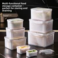 Panier de drainage en PP à prix d'usine, hermétique et compatible micro-ondes, pour le stockage des fruits et légumes en cuisine