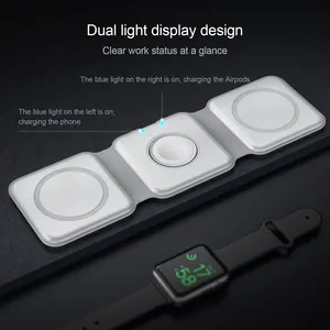 15w Wireless Charger Trending Products 2023 Pd 15w Fast Charging 3 In 1 Qi Wireless Charger Foldable For Iphone For Air Pods