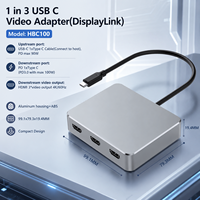 Adaptador de Video USB-C DisplayLink 1 a 3, 3xHDMI 4K*60Hz, PD 90W Upstream + 100W Pass-Through, Carcasa de Aluminio para Laptop/Mac