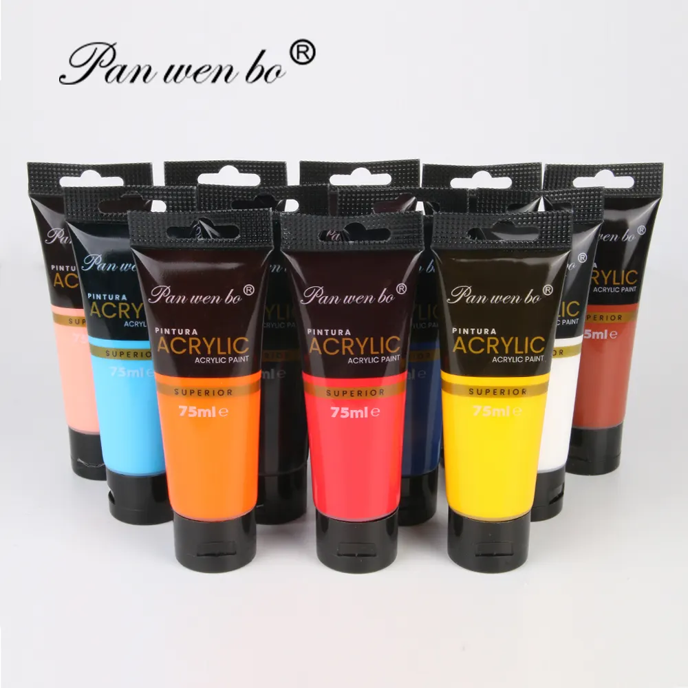 Artista professionale all'ingrosso vernice acrilica set di 12 colori vernice acrilica 75ml studenti vernice acrilica alla rinfusa