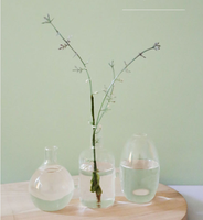 Vase en verre soufflé à la main Art déco créatif en gros Vase de table hydroponique triple connecté pour la décoration de la maison