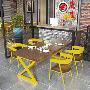 Tables et chaises <span class=keywords><strong>de</strong></span> <span class=keywords><strong>bar</strong></span> pour restaurant <span class=keywords><strong>de</strong></span> style industriel Hot Pot commercial rétro - Product Image 3