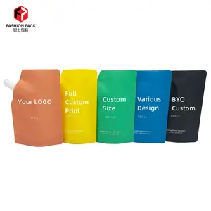 Custom Print Reusable Refill Sanitizer Liquid Water Cream Packing Spout Pouch Stand up Molle Water Bottle Packaging Bag