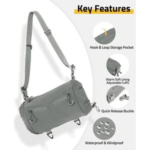 CVLIFE Hand Warmer Pouch Grey Polyester With Hook And Loop For Skiing Fishing Football <b>Camping</b> <b>Hiking</b> - Product Image 4