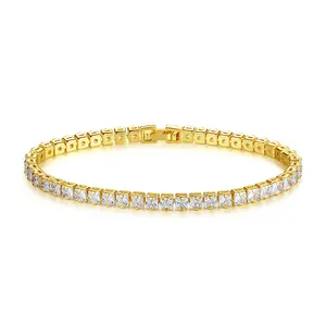 New Style Luxury 18K White Gold Plated 3MM Cubic Zirconia CZ Charm Tennis Bracelet For Women