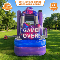 Structure gonflable géante de qualité commerciale pour jeux vidéo, avec toboggan et souffleur, couleur personnalisée, PVC 0,55 mm, certifiée EN14960
