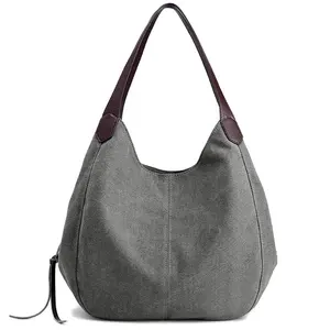 Manufacturer Custom Boho Large Cotton Canvas Quilted Magnetic For Ladies Women Handbag Shoulder Crossbody Messenger Bag