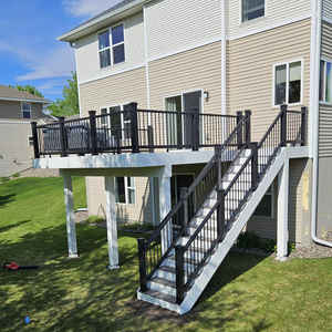 Thiết kế hiện đại màu đen sơn tĩnh điện nhôm cầu thang lan can kim loại ban công trong nhà/ngoài trời Hợp kim nhôm lan can cho nhà - Product Image 1