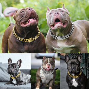 Cadena de oro Heavy Duty Acero inoxidable Pitbull Collares para perros <span class=keywords><strong>Collar</strong></span> de cadena de oro para perro cubano - Product Image 6