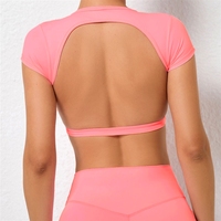 Atasan Yoga Tanpa Jahitan dan Tanpa Bra; Kaos Olahraga dan Lari Fitness yang Pas di Badan, Cepat Kering, dengan Desain Punggung - 71200