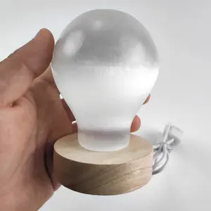 Lâmpada de cristal criativa esculpida à mão para decoração de casa, lâmpada noturna de selenita polida artesanal de cristal