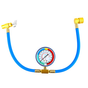 R134A Refrigerant Charging Hose With Pressure Gauge For Car Air Conditioning Repair <b>Tool</b> Asian And European Version M14 12ACME - Product Image 1