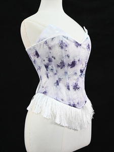 Vente en gros usine : Nouveau Bustier Camisole Sexy à Imprimé Arête de Poisson Français, Dos Ouvert et Bordure en Dentelle, Effet Sculptant - Product Image 2
