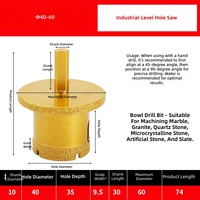 Outil diamanté Magic Diamond Tool Model, scie cloche diamantée brasée sous vide à double couche, ouvre-trou pour vasques, marbre, quartz et roche