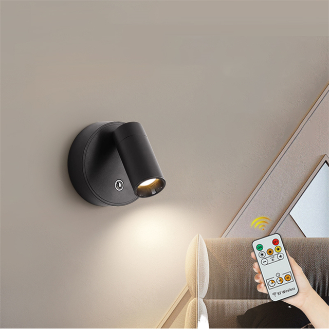 Modern 5W USB Rechargeable LED Wall Light Indoor Bedroom Magnetic Adjustable Cob Spotlight 3 Colors Touch Control