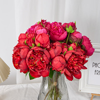 Buket Bunga Peony Sutra Buatan 7 Kepala, Bunga Peony Palsu untuk Dekorasi Pernikahan, Rumah, Hotel, dan Pesta