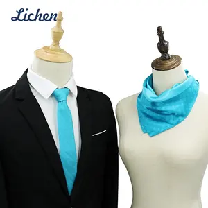 Custom Company Brand Gift Sets Lady Square Size Scarf Men Silk Jacquard Neckties