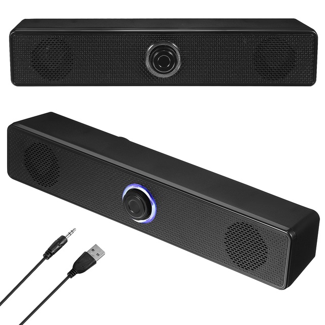 Soundbar Wired/Wireless Connection Desktop Speaker High Definition Compact Design Audio for Home Computers Tablets Mobile Phone