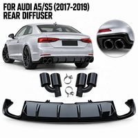 Nouveau diffuseur arrière ABS noir brillant de haute qualité pour Audi A5 B9 S-Line 2017-2019, style S5, lèvre de pare-chocs avec embouts d'échappement noirs