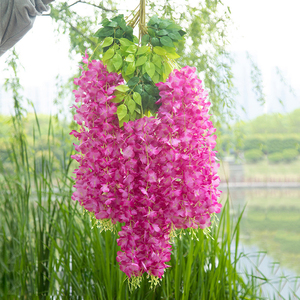 พวงมาลัยหวายเทียมวิสเทอเรียเถาหวาย<span class=keywords><strong>ดอก</strong></span>ไม้ผ้าไหมตกแต่งงานแต่งงานงานปาร์ตี้ที่บ้าน - Product Image 1