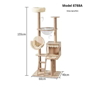 Hot-Selling Sechs-Schicht umwelt freundliche moderne Holz katze Klettergerüst Kratz baumhaus für erwachsene Katzen Katzenstreu Automatische Box - Product Image 5