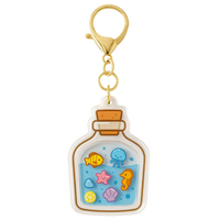 Porte-clés en acrylique transparent personnalisé avec logo, motif dessin animé ou anime, étanche, à secouer, breloque artisanale en plastique