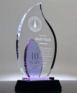 Placa de Premio Personalizada Adel con Diseño de Llama de Lavanda y Grabado en Cristal Arenado - Product Image 4