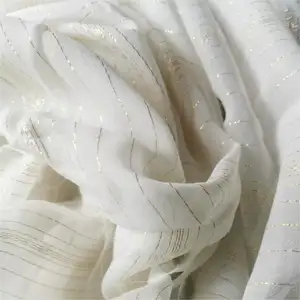 100% 纯丝8毫米140厘米金色lurex乔其纱面料白色漂白PFD服装